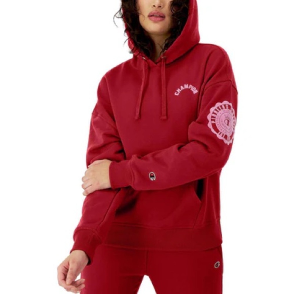 Champion Powerblend Cardinal with Pink Velvet Hoodie NWT 2X